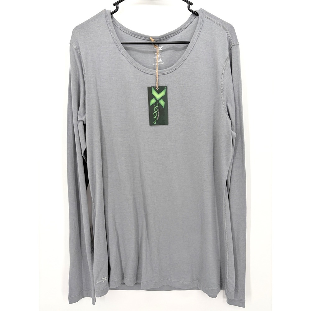 WoolX Merino Wool Long Sleeve Base Layer Shirt Gray Men XL X359-003 NWT